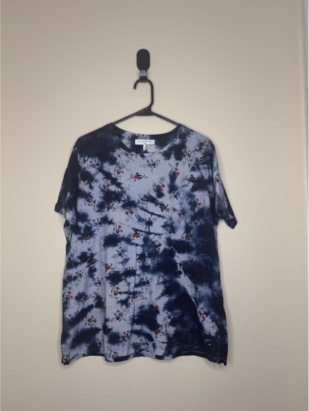 Sandro Paris 100% Cotton T-Shirt Blue Women's Size L NWOT